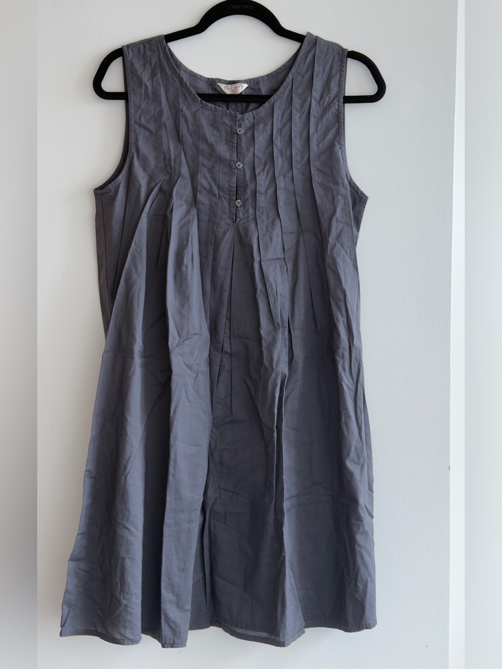 Cotton pintuck sundress in charcoal gray - size M